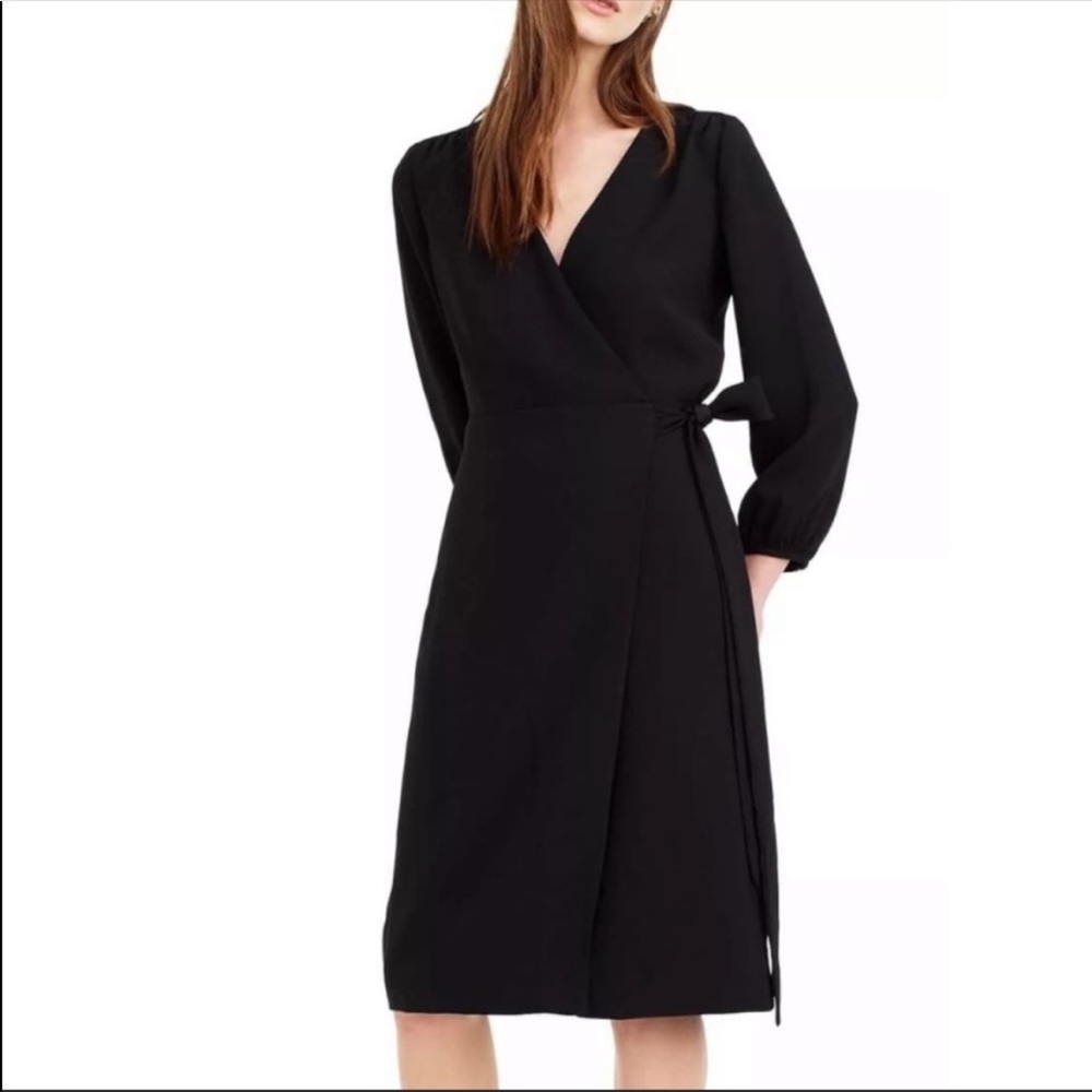 Jcrew black wrap dress nwt size 00